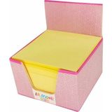 Mikasso Sarı Küp Bloknot 130GR. 8x8 (Pembe Kutu) Küp Not Kağıdı - Çok Renkli