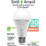 Mikasso Şarjlı Ampül 30W Ultra Acil Durum & Kamp Işığı 220V Beyaz E27 Duy Otomatik %80 Tasarruflu