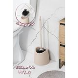 Mikasso SB-776 Silikon Wc Tuvalet Banyo Lavabo Fırçası Klozet Temizleme Fırçası Krem Silikon Bej - Çok Renkli