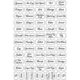 Mikasso Şeffaf 107 Adet Baharat Bakliyat Kuruyemiş Kavanoz Sticker Etiket Ahşap