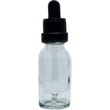 Mikasso Şeffaf Cam Şişe 1 Adet X 20ml Cam Damlalıklı Siyah Kapaklı 1 x 10