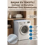 Mikasso Şeffaf Kapaklı Mavi Dalga Desenli Pvc Çamaşır ve Kurutma Makinesi Örtüsü – Şeffaf Kapaklı, Kumaş Dok - Çok Renkli