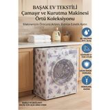 Mikasso Şeffaf Pvc Çamaşır ve Kurutma Makinesi Örtüsü – Mor Çiçek Desenli, Su Geçirmez Plastik Mor - Çok Renkli
