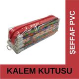 Mikasso Şeffaf Pvc Kalem Kutusu Kırmızı Fermuarlı Tek Bölmeli Standart Kırmızı Kalemlik Plastik Kırmızı - Çok Renkli