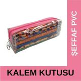 Mikasso Şeffaf Pvc Kalem Kutusu Pembe Fermuarlı Tek Bölmeli Standart Pembe Kalemlik Plastik Pembe - Çok Renkli