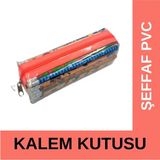 Mikasso Şeffaf Pvc Kalem Kutusu Turuncu Fermuarlı Tek Bölmeli Standart Turuncu Kalemlik Plastik Turuncu - Çok Renkli
