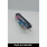 Mikasso Şeffaf, Siyah Pvc Kalem Kutusu Tek Bölmeli Şeffaf Kalemlik Siyah Kalemlik Plastik Turuncu - Çok Renkli