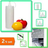 Mikasso Şeffaf Sos Şişesi 400 ml + 20 Adet Yapışkanlı Kablo Sabitleyici Tutucu Klipsi - 2li Set J5F5J9 Şeffa