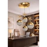 Mikasso Şeker Top Modern LED Sarkıt 3 Renk Gold Alüminyum 4 E27 Altın Salon / Oturma Odası - Çok Renkli