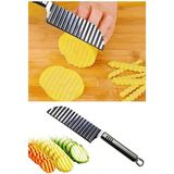 Mikasso Şekilli Patates Bıçağı Paslanmaz Çelik Lüx Bıçak, Metal Saplı Patates Dilimleyici Bıçak Çips Bıçağı