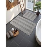 Mikasso Selenee Pamuklu Banyo Paspas Takımı (60X100)(50X60)GRI+-001 Pamuk Polyester Gri - Çok Renkli