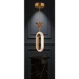 Mikasso Selin Gold Modern LED Sarkıt Avize – Kristal Çiçek Detaylı Oval Tasarım Tekli Alüminyum 1 E27 Altın - Çok Renkli