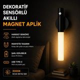 Mikasso Sensörlü Akıllı Magnetik LED Aplik Plastik Siyah - Çok Renkli