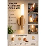 Mikasso Sensörlü Çıkarılabilir Meşale Aplik Şarjlı LED Kablosuz Duvar Lambası Oda Gece Işığı Taşınabilir Pla - Çok Renkli