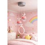 Mikasso Serçe'den Manolya 3lü LED Genç Kız Odası Sarkıt Avize Metal 3 Belirtilmemiş Pembe Bebek / Çocuk Odas - Çok Renkli