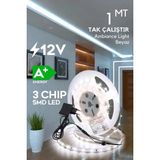 Mikasso Şerit LED 1 Metre Beyaz Işık 3 Çipli Pro Ambiyans Aydınlatma Mutfak Salon Yatak Odası Lambader Beyaz - Çok Renkli