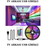 Mikasso Şerit LED 3 Renk Rgb Uzaktan Kumandalı 5 Metre Televizyon Arkası USB Girişli - Çok Renkli