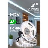 Mikasso Şerit LED 4 Metre Beyaz Işık 3 Çipli Pro Ambiyans Aydınlatma Mutfak Salon Yatak Odası Lambader Beyaz - Çok Renkli