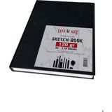 Mikasso Sert Kapak Eskiz Çizim Defteri- A4 120GR. 110 Yaprak Sert Düz Çizgisiz Orta Boy Siyah Resim Defterle - Çok Renkli