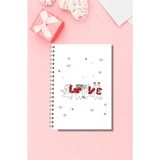 Mikasso Sevgililer Günü Hediyesi & Sevgiliye Özel/kedicikli Defter Karton Spiralli Renkli Orta Boy Beyaz Kon - Çok Renkli