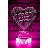 Mikasso Sevgiliye Hediye 3D LED Lamba Cam Pembe - Çok Renkli