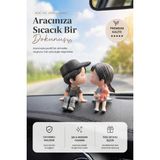 Mikasso Sevimli Çift Figürü Dekoratif Mini Heykel Polyresin Biblo Çok Renkli
