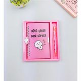 Mikasso Sevimli Desenli Kilitli Defter ve Kalem Seti Sert Düz Orta Boy Çok Renkli Okul Defterleri Belirtilme