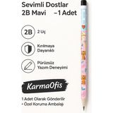 Mikasso Sevimli Dostlar 2b Kurşun Kalem – Çocuklar Için Desenli Kalem | 1 Adet | Mavi Mavi - Çok Renkli