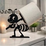Mikasso Sevimli Karınca Figürlü Tuvalet Kağıdı Tutacağı-Banyo Organizer Plastik Siyah - Çok Renkli