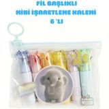 Mikasso Sevimli Köpek Başlıklı Işaretleme Kalemi Mini 6'lı Set Fosforlu Kalem Çok Renkli