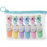 Mikasso Sevimli Mini Fosforlu Keçeli Kalem-6lı Set-Mini Ayıcık BAŞLIKLI-FOSFOR04 Çok Renkli