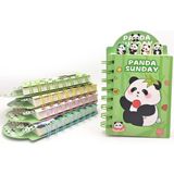 Mikasso Sevimli Panda Ayraçlı Mini Not Defteri (9X14,5 Cm) - Süslü Panda Yumuşak Spiralli Çizgili Küçük Boy - Çok Renkli