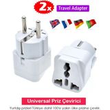 Mikasso Seyahat Adaptörü Üniversal Priz Çevirici Dönüştürücü Türkiye ve 100'E Yakın Ülkede Kullanılır. 2ADET - Çok Renkli
