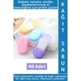 Mikasso Seyahat Tipi Kamp Outdoor Okul Ofis Hafif Suda Kolay Çözünen Sabunluk Tasarımlı Kağıt Sabun 40 Adet - Çok Renkli