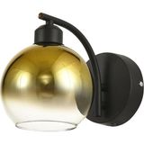 Mikasso Side Aplik Gold Camlı Salon Oturma Odası Modern Aplik - (Siyah Kasa) Metal Sarı - Çok Renkli