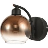 Mikasso Side Aplik Kahve Camlı Salon Oturma Odası Modern Aplik - (Siyah Kasa) Metal Kahverengi - Çok Renkli