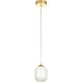 Mikasso Siena Tekli Beyaz Camlı Salon Oturma Odası Modern Avize - (Gold Kaplama) Metal 1 E27 Sarı Salon / Ot - Çok Renkli