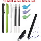 Mikasso Sihirli Defter Yazı Kalem Seti - Kalem Içi Yedek Uç 10 Adet + 1 Adet Kalem Tutacağı - 1 Adet Kalem S - Çok Renkli