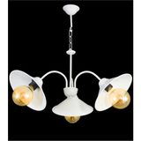 Mikasso Şık Tasarım Retro Rustik Model Konik Avize Metal 3 E27 Beyaz Salon / Oturma Odası - Çok Renkli