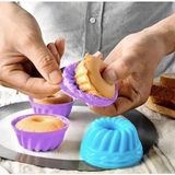 Mikasso Silikon Cupcake Mini Kek Kalıbı-6'lı Renkli Silikon Kalıbı Yapışmaz Mini Kek ve Muffin Kalıbı Siliko
