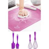 Mikasso Silikon Hamur Açma Matı, Spatula&fırça, 2 Boy Silikon Çırpıcı Sunum Hazırlama Paslanmaz Çelik