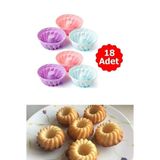 Mikasso Silikon Mini Kek Kalıbı 18 Parça Muffin Kek Kalıbı Silikon Kırmızı