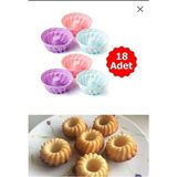 Mikasso Silikon Mini Kek Kalıbı 18 Parça Muffin Kek Kalıbı Silikon Turuncu