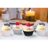 Mikasso Silikon Muffin Cupcake Mini Kek Kalıbı 12 Adet Gri Siyah Beyaz Silikon Beyaz