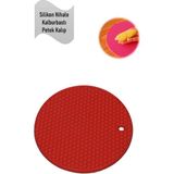 Mikasso Silikon Nihale, Petek Desenli Kalburbastı Kalıbı, Tutacak Kırmızı Çap: 17,5cm Silikon