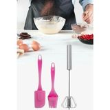 Mikasso Silikon Spatula Yumurta Fırçası ve Çelik Basmalı Otomatik Çırpıcı Silikon Silikon