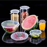 Mikasso Silikon Streç Kapak 6'lı Kapak Gıda Koruyucu Tencere Tabak Bonesi Şeffaf Alüminyum Beyaz