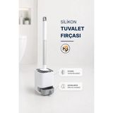 Mikasso Silikon Uçlu & Kirli Su Hazneli 33 cm Tuvalet Fırçası - Banyo Wc Klozet Temizlik Fırçası Silikon Bey - Çok Renkli