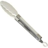 Mikasso Silikon Uçlu Metal Servis Maşası Kremrengi 25 cm Silikon Bej