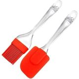 Mikasso Silikon Yumurta Fırçası ve Spatula 2'li Set Silikon Kırmızı